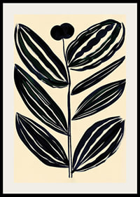 Bold, abstract leaves in dark tones give a modern feel against a beige background-2