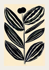 Bold, abstract leaves in dark tones give a modern feel against a beige background-3