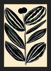 Djärva, abstrakta blad i mörka toner ger en modern känsla mot beige bakgrund-5