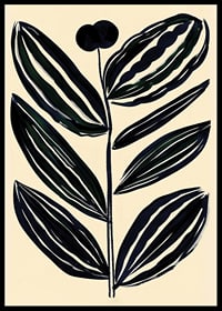 Bold, abstract leaves in dark tones give a modern feel against a beige background-6