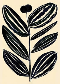 Bold, abstract leaves in dark tones give a modern feel against a beige background-7