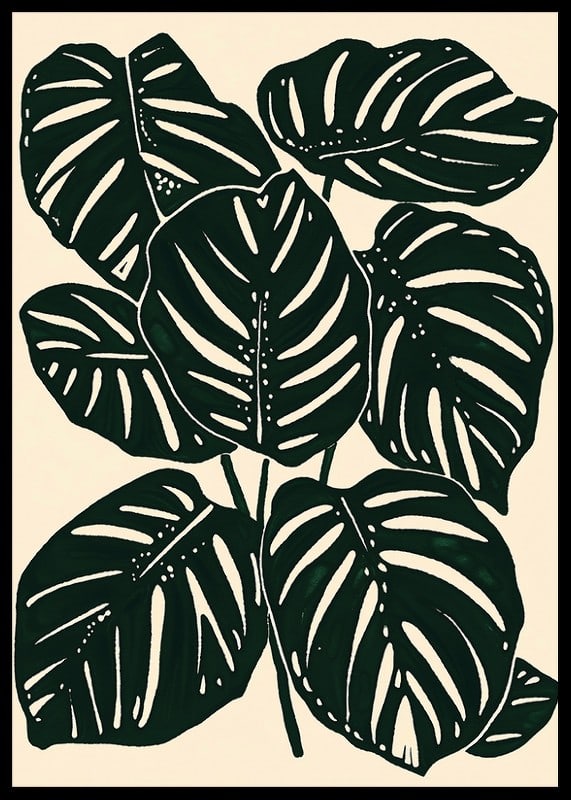 Dark monstera leaves create a bold and stylish botanical feel-12