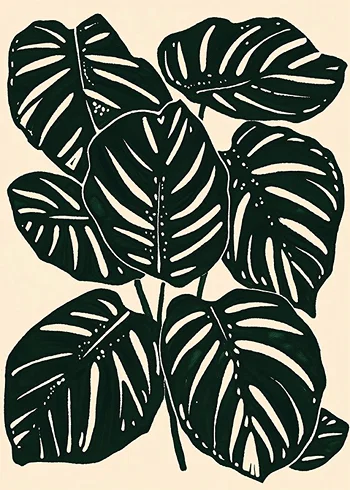 Poster Monochrome Leaf Harmony