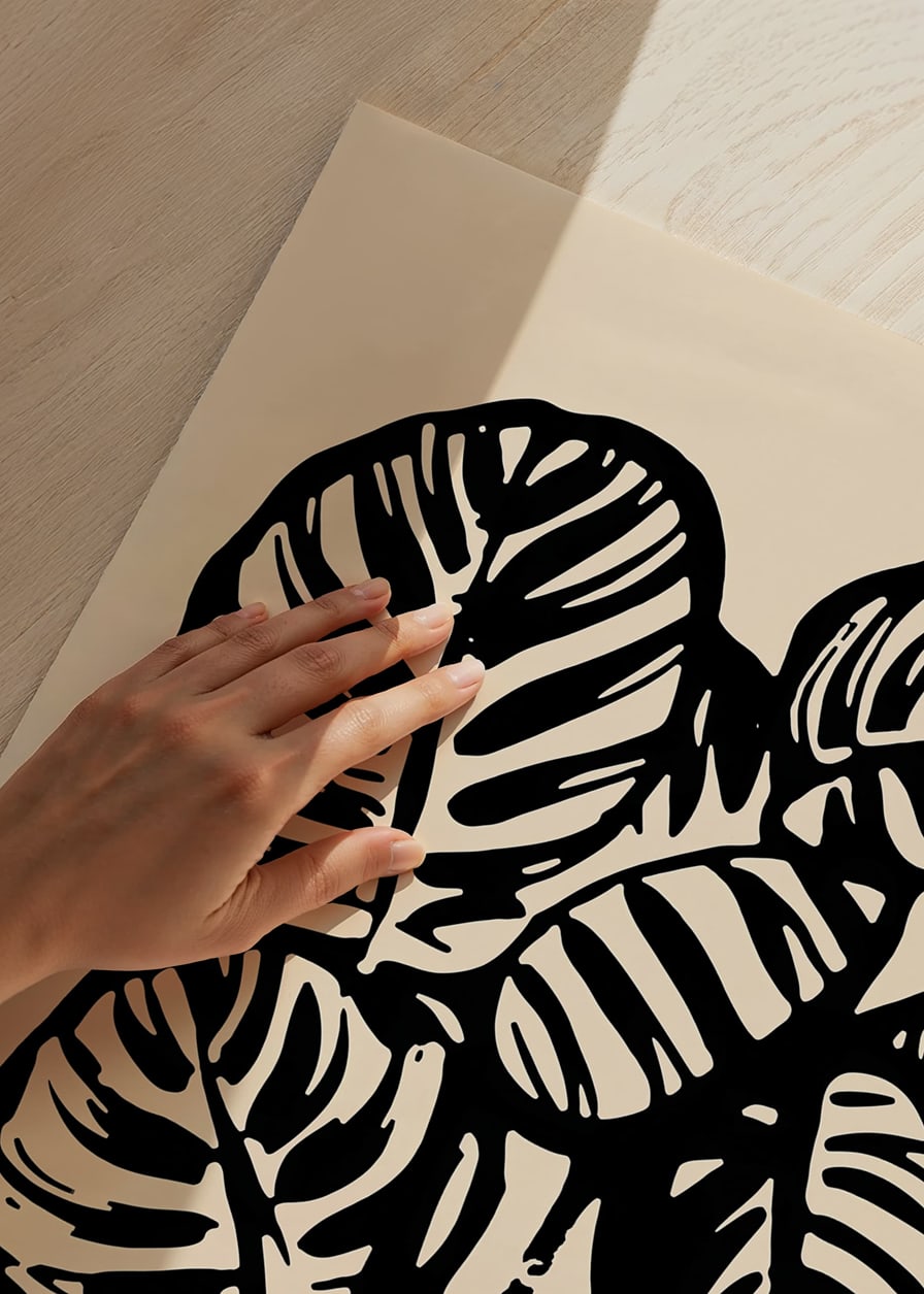 Stylized, graphic leaves in black and cream add elegance and contrast-12