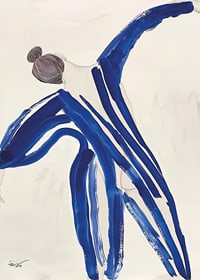 Dancing energy in blue brushstrokes, capturing movement in elegant simplicity-1