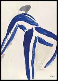 Bold brushstrokes capture a sense of movement and freedom in blue-0