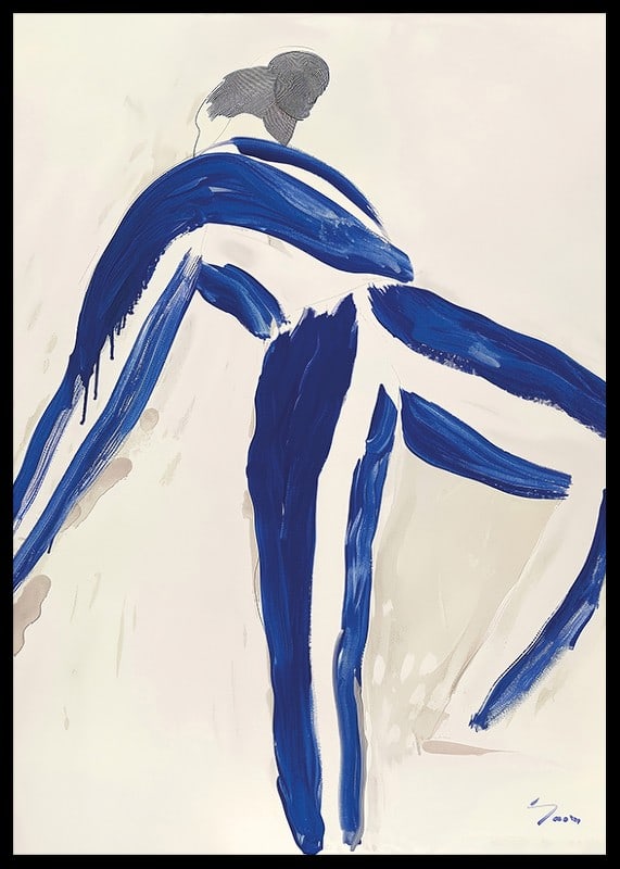 Bold brushstrokes capture a sense of movement and freedom in blue-12