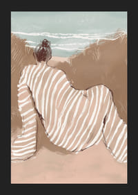 En drømmende silhuet stirrer ud over bølgerne i bløde, varme toner-5