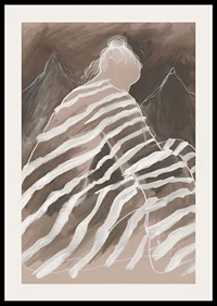 Abstract elegance where soft lines meet mysterious mountain peaks-2