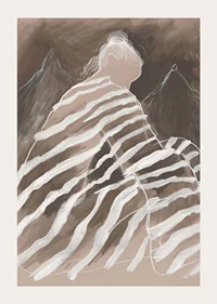 Abstract elegance where soft lines meet mysterious mountain peaks-3