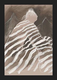 Abstract elegance where soft lines meet mysterious mountain peaks-5