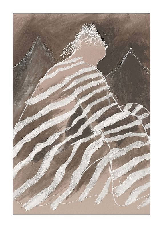 Abstracte elegantie waar zachte lijnen mysterieuze bergtoppen ontmoeten-12