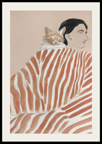 En harmonisk scen där mjuka linjer förenar människa och katt i stilfull symbios-2