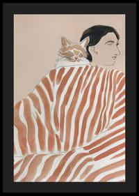 En harmonisk scen där mjuka linjer förenar människa och katt i stilfull symbios-4