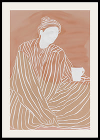 Relaxed elegance in earthy tones with a warm cup in hand-2