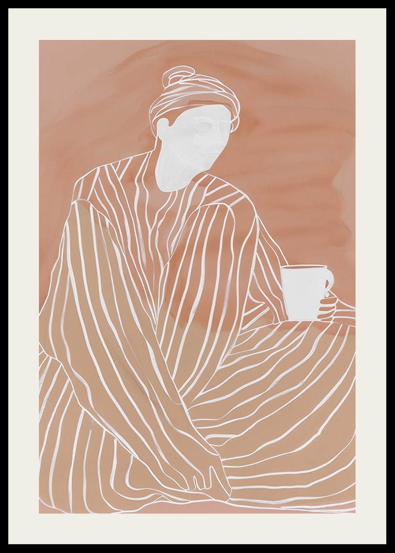 Relaxed elegance in earthy tones with a warm cup in hand-12