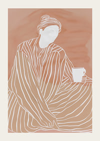 Relaxed elegance in earthy tones with a warm cup in hand-3