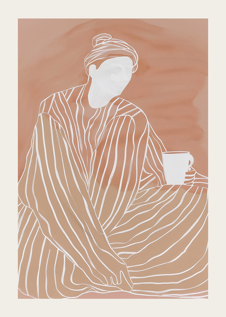 Relaxed elegance in earthy tones with a warm cup in hand-12