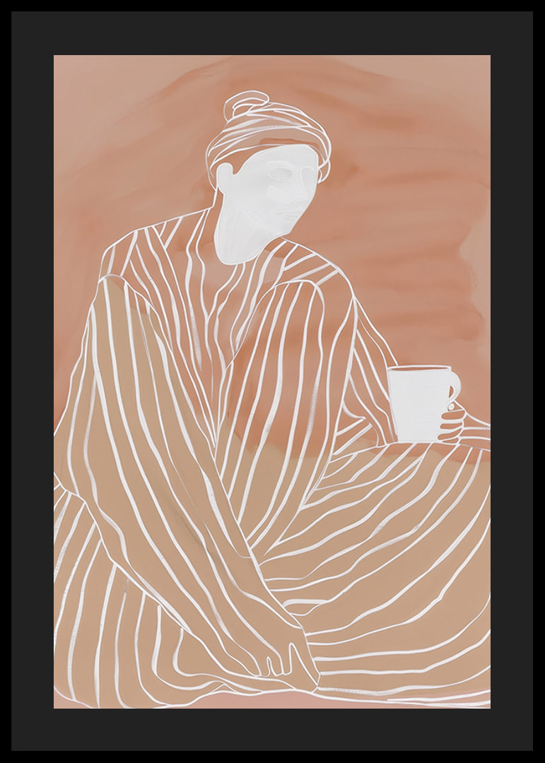 Relaxed elegance in earthy tones with a warm cup in hand-12