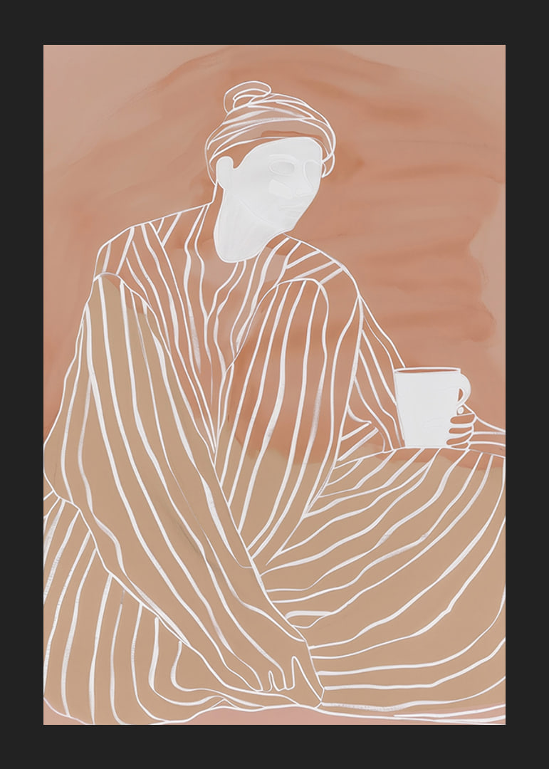 Relaxed elegance in earthy tones with a warm cup in hand-12