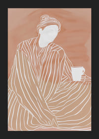 Uvoľnená elegancia v zemitých tónoch s teplou šálkou v ruke-5