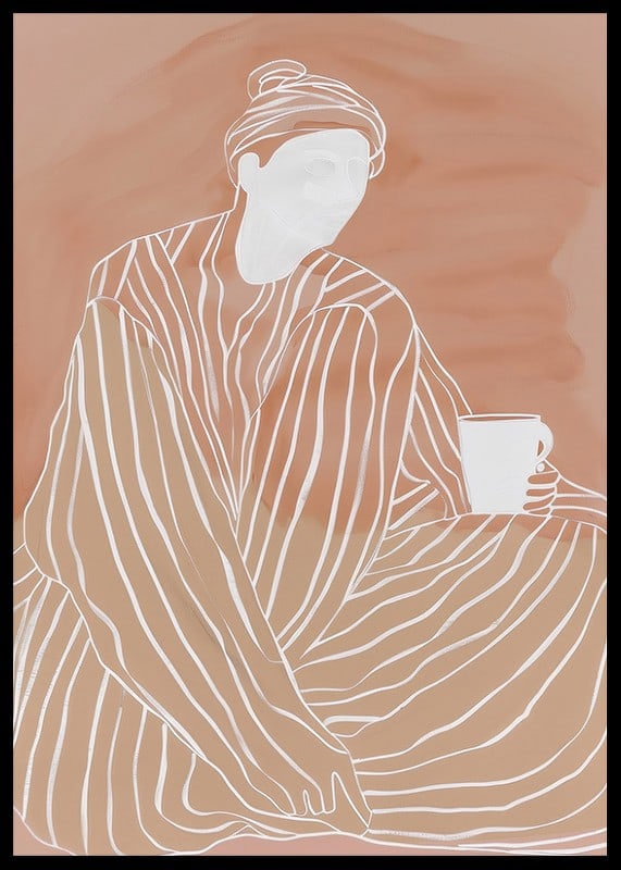 Relaxed elegance in earthy tones with a warm cup in hand-12