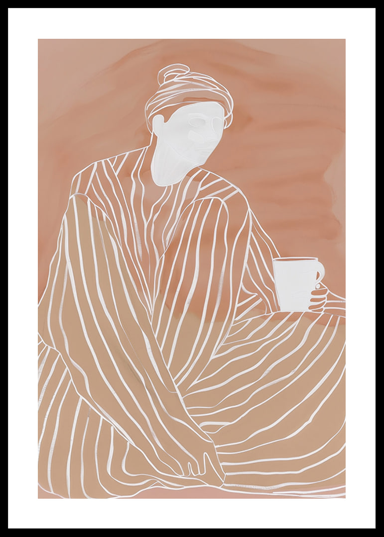 Relaxed elegance in earthy tones with a warm cup in hand-12