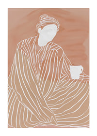 Relaxed elegance in earthy tones with a warm cup in hand-1