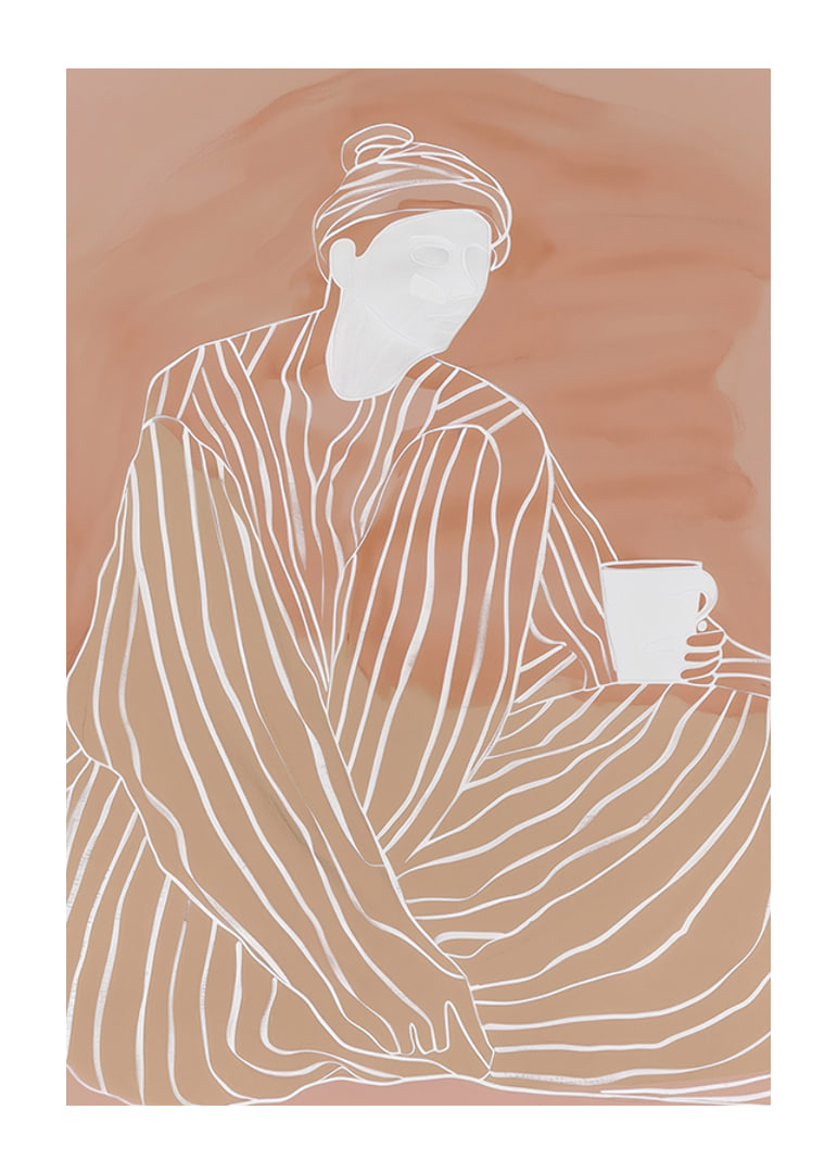 Relaxed elegance in earthy tones with a warm cup in hand-12
