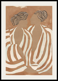 Kaksi pehmeän sävyistä siluettia kohtaavat harmonisessa linjojen ja muotojen tanssissa.-2