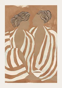 Two silhouettes in soft tones meet in a harmonious dance of lines and shapes.-3