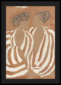 Kaksi pehmeän sävyistä siluettia kohtaavat harmonisessa linjojen ja muotojen tanssissa.-4