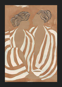 Kaksi pehmeän sävyistä siluettia kohtaavat harmonisessa linjojen ja muotojen tanssissa.-5