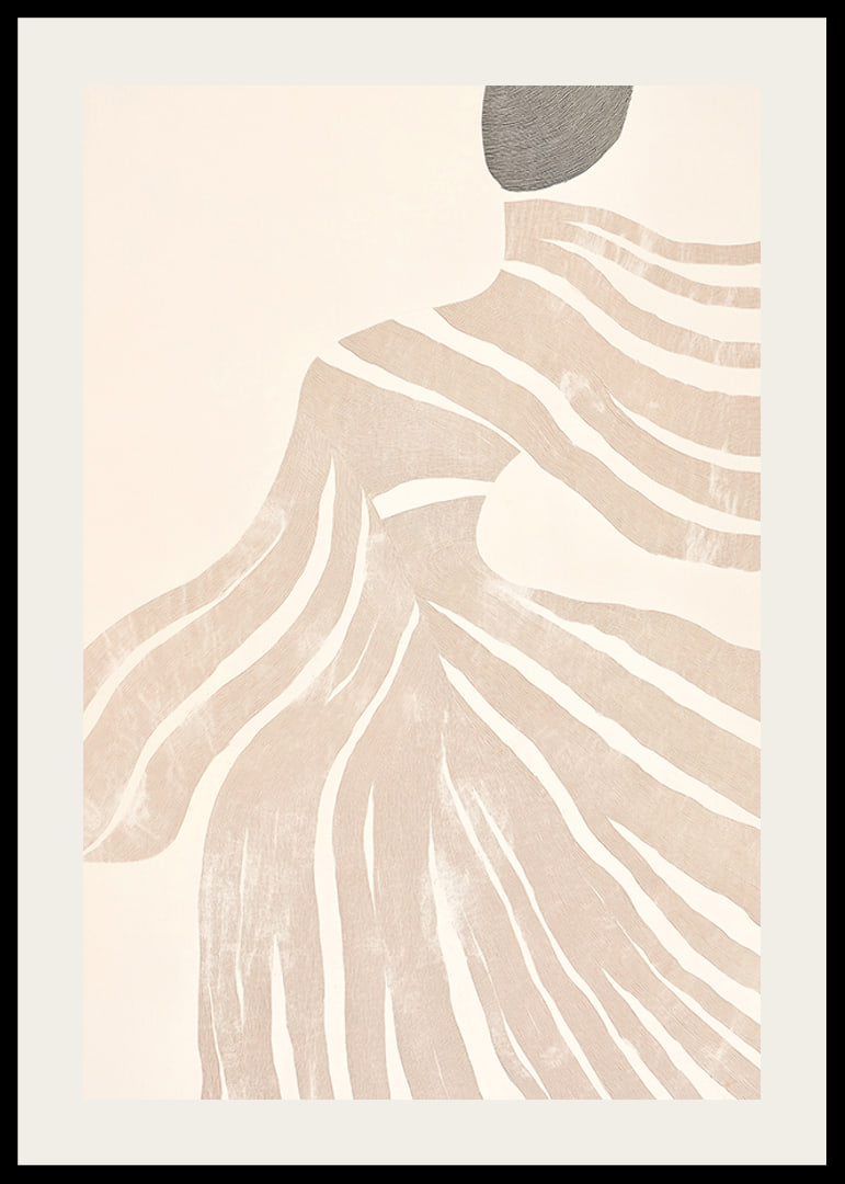Abstract lines flow like soft waves over an elegant silhouette-12