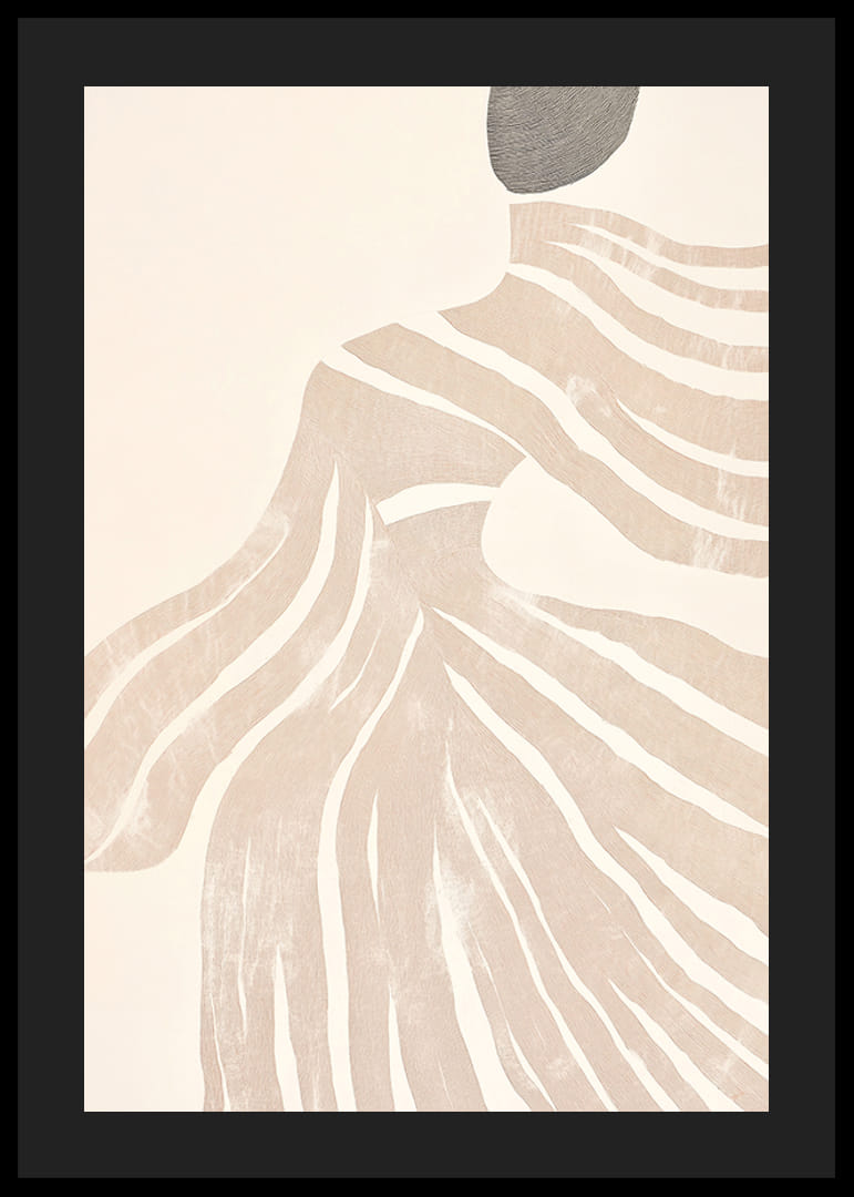 Abstrakta linjer flödar som mjuka vågor över en elegant silhuett-12