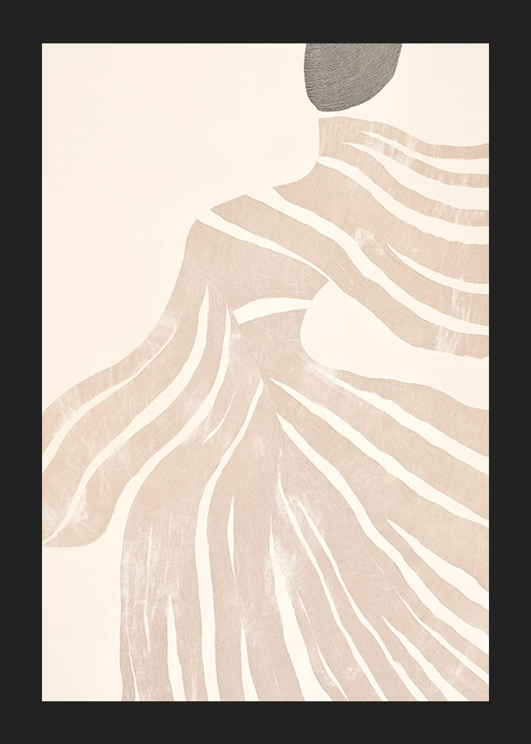 Abstrakta linjer flödar som mjuka vågor över en elegant silhuett-12