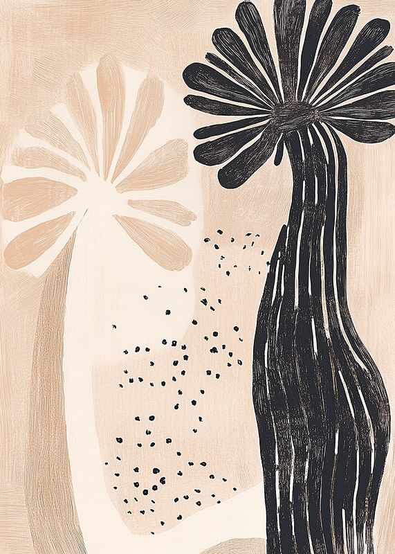 Un motif floral abstrait rencontre l'élégance naturelle dans des tons doux et terreux-12