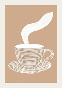 A stylish poster with a steaming cup of coffee on a soothing beige background-3