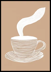 A stylish poster with a steaming cup of coffee on a soothing beige background-6
