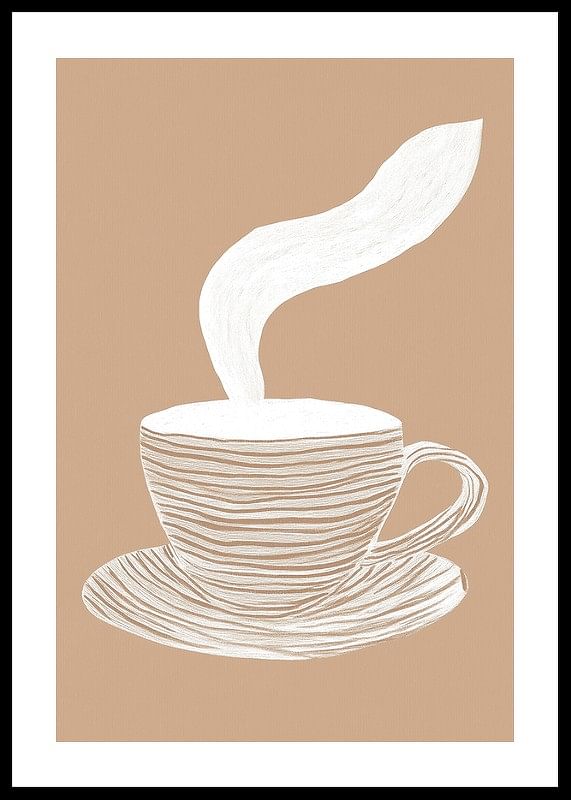 Un poster elegant cu o ceașcă de cafea aburindă pe un fundal bej liniștitor-12