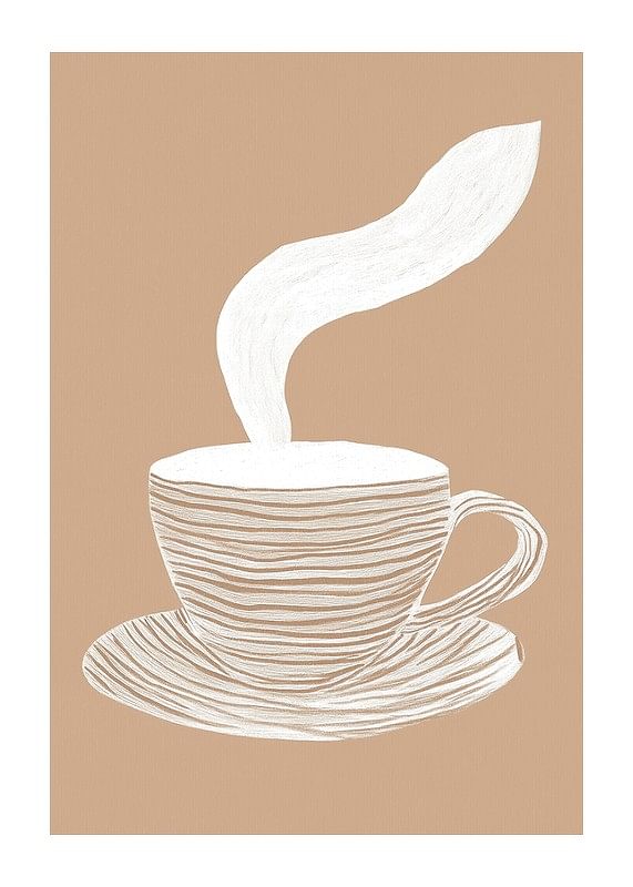 Un poster elegant cu o ceașcă de cafea aburindă pe un fundal bej liniștitor-12