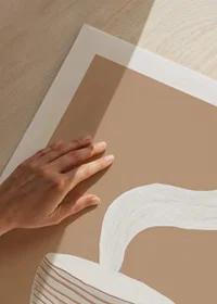 A stylish poster with a steaming cup of coffee on a soothing beige background-9