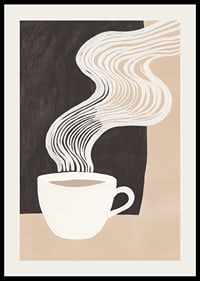 Eine stilisierte Kaffeetasse mit Dampf erzeugt ein Gefühl von Wärme und Ruhe-2