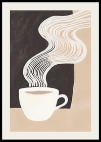 En stiliserad kaffekopp med ånga skapar en känsla av värme och lugn-2