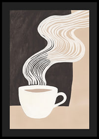 Eine stilisierte Kaffeetasse mit Dampf erzeugt ein Gefühl von Wärme und Ruhe-4