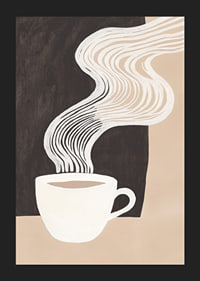 Eine stilisierte Kaffeetasse mit Dampf erzeugt ein Gefühl von Wärme und Ruhe-5