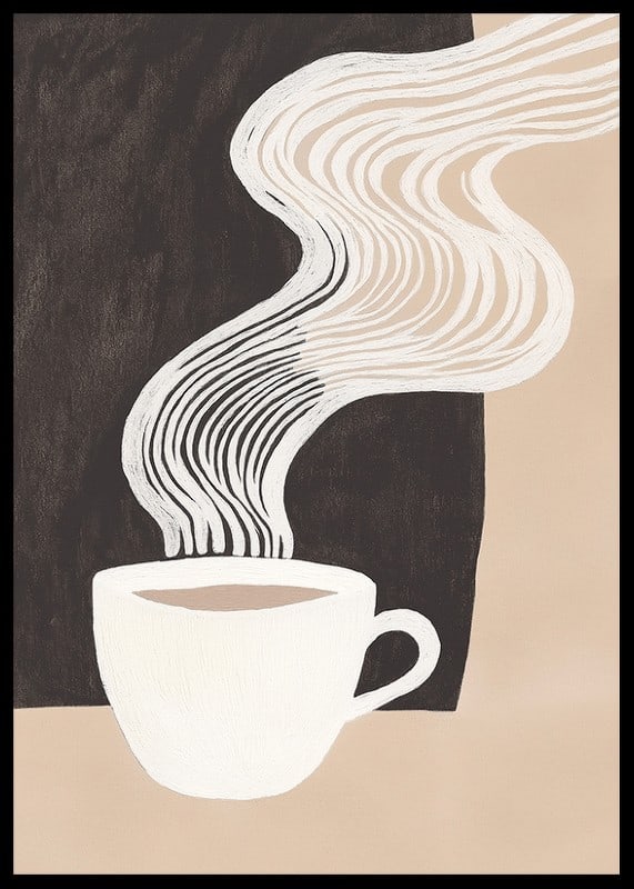 Eine stilisierte Kaffeetasse mit Dampf erzeugt ein Gefühl von Wärme und Ruhe-12