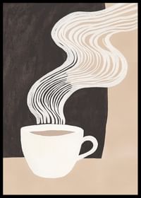 O ceașcă de cafea stilizată cu abur creează o senzație de căldură și calm-2
