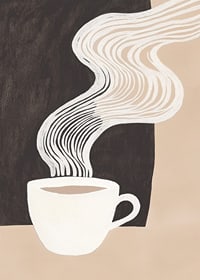Eine stilisierte Kaffeetasse mit Dampf erzeugt ein Gefühl von Wärme und Ruhe-7