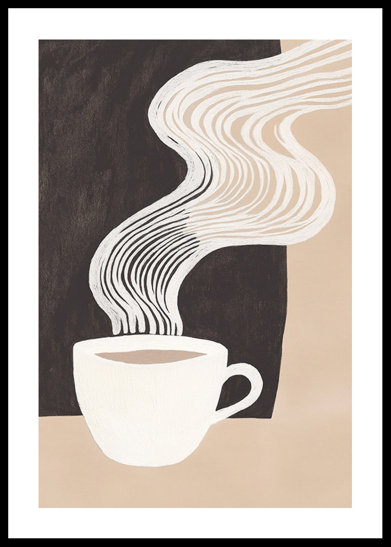 Eine stilisierte Kaffeetasse mit Dampf erzeugt ein Gefühl von Wärme und Ruhe-12